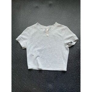 ALO Yoga Women's Ribbed Short Sleeve Crop Top Workout In Gray Size S